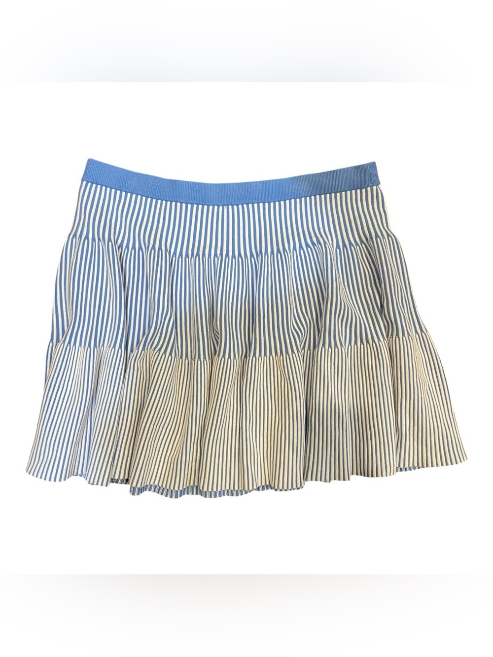 Free Assembly Mini Skirt Women’s XXL (20) A-Line Rib Knit Blue White Stripes